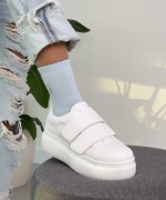 Milano Beyaz  Cırtlı Kadın Spor Ayakkabı Beyaz