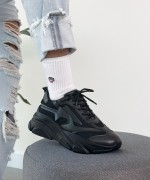 Oligark Siyah Bağcıklı Yüksek Taban Spor Ayakkabı Siyah